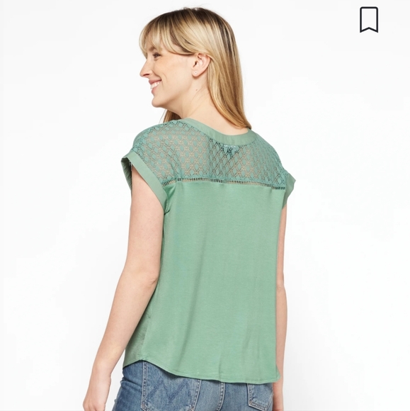 Fortune & Ivy Peyton Lace Mint Green Top - Picture 1 of 4